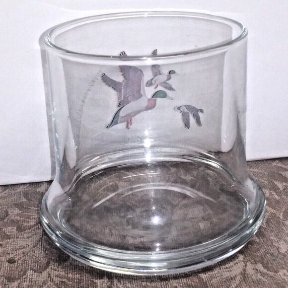Vintage Mallard Duck Low Ball Glass Wide Bottom Whiskey Cocktail MCM Replacement - Picture 5 of 10